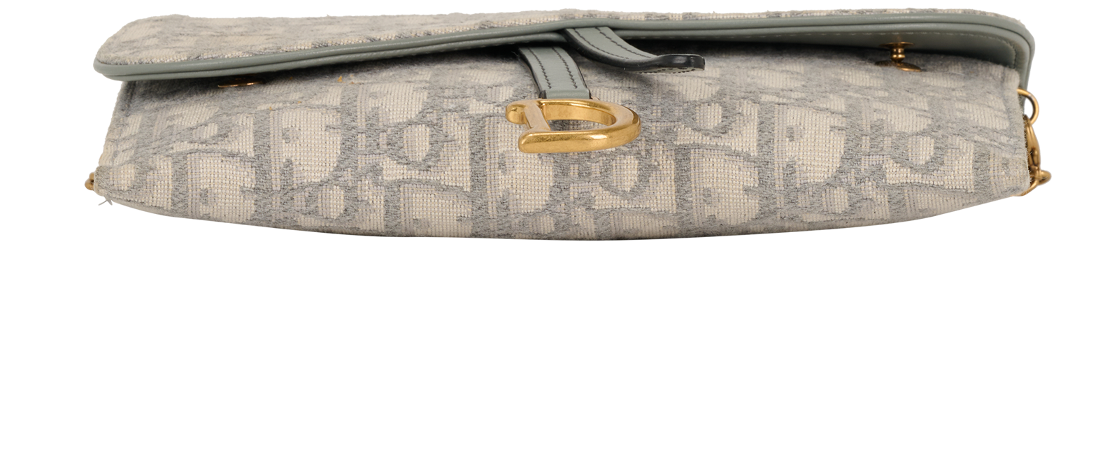 Saddle Pouch With Chain, &pound;695, Handbags, Grey, Canvas, Top view